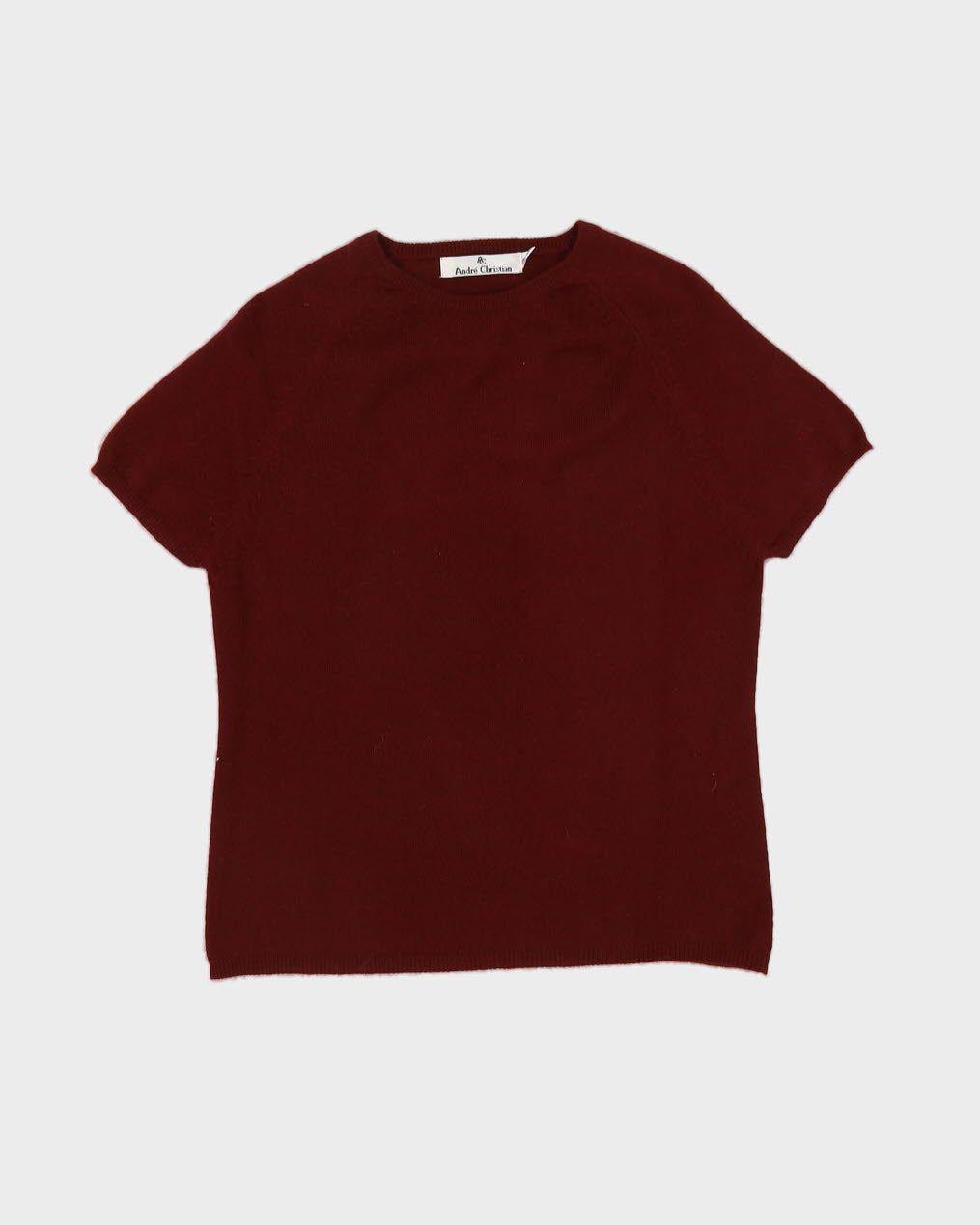 Burgundy Cashmere Knitted Short Sleeve Jumper - S