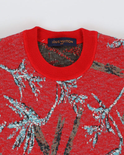 Louis Vuitton Red Patterned Wool Jersey Jumper - L