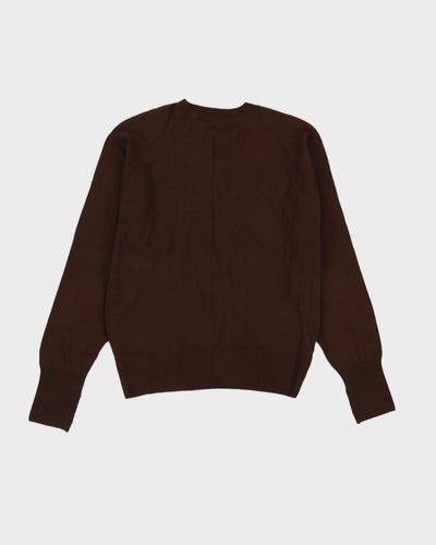 Vintage 1970s Brown Knitted Cardigan - S