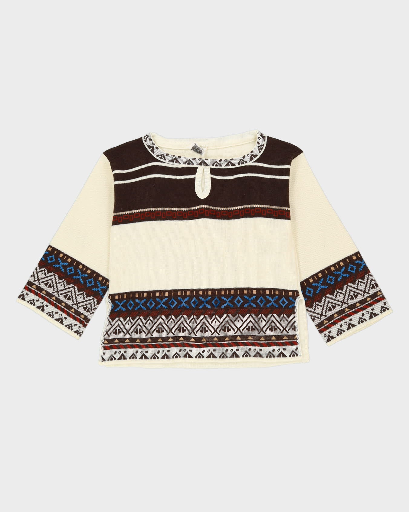 Vintage 1970s Patterned Knitted Jumper - S