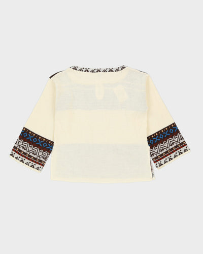 Vintage 1970s Patterned Knitted Jumper - S