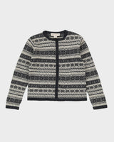 Grey Patterned Knitted Cardigan - S
