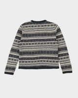 Grey Patterned Knitted Cardigan - S