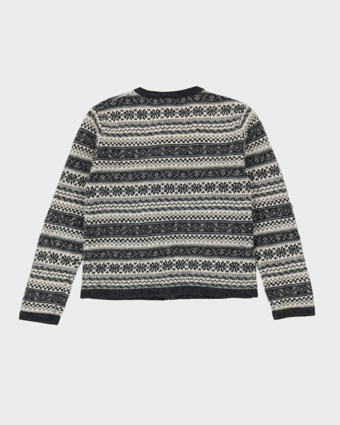 Grey Patterned Knitted Cardigan - S