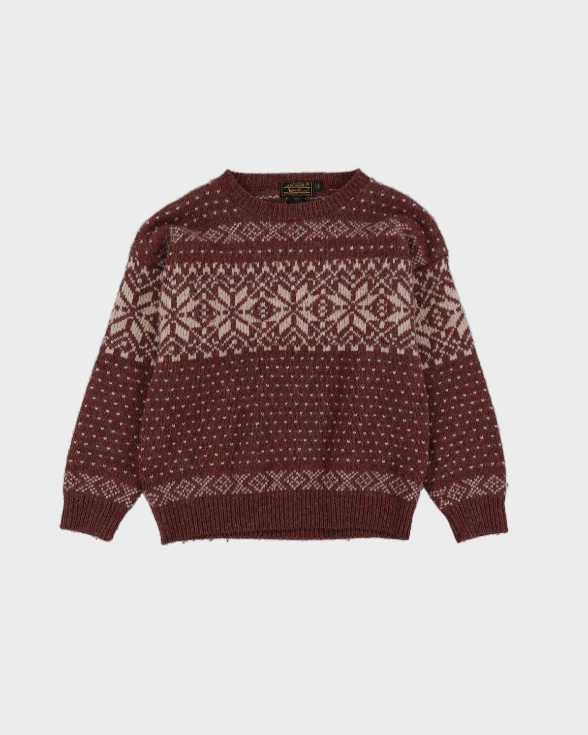 Eddie Bauer Burgundy Patterned Knitted Jumper- S