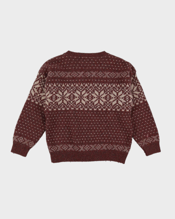 Eddie Bauer Burgundy Patterned Knitted Jumper- S