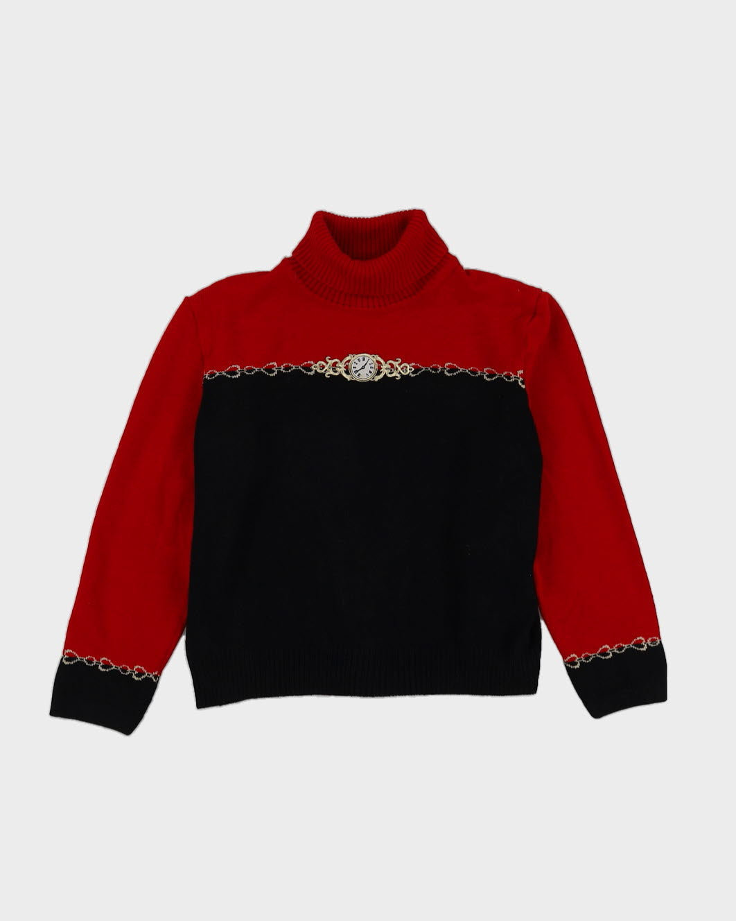 St John Red Embroidered Knitted Jumper- M