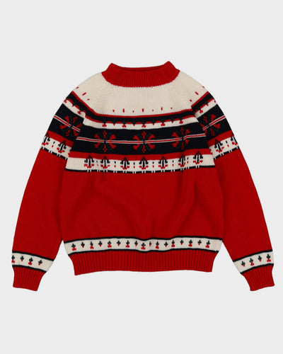JC Penney Red Knitted Ski Jumper- M
