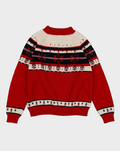 JC Penney Red Knitted Ski Jumper- M