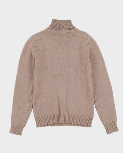 Beige With Pockets Knitted Jumper- M