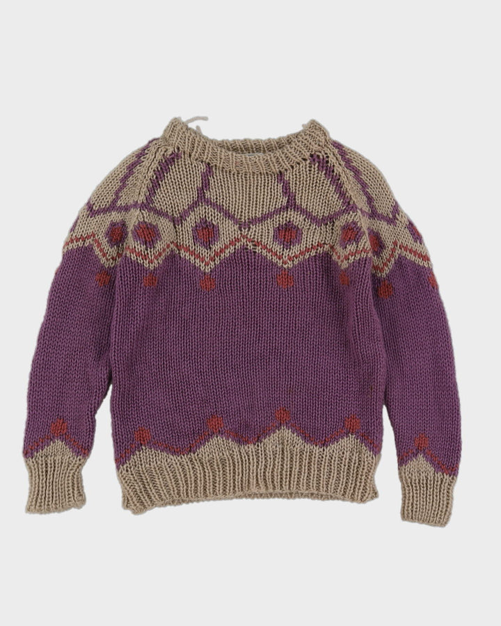 Lilac Patterned Knitted Jumper- S