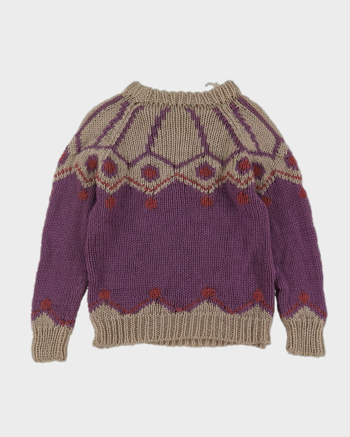 Lilac Patterned Knitted Jumper- S