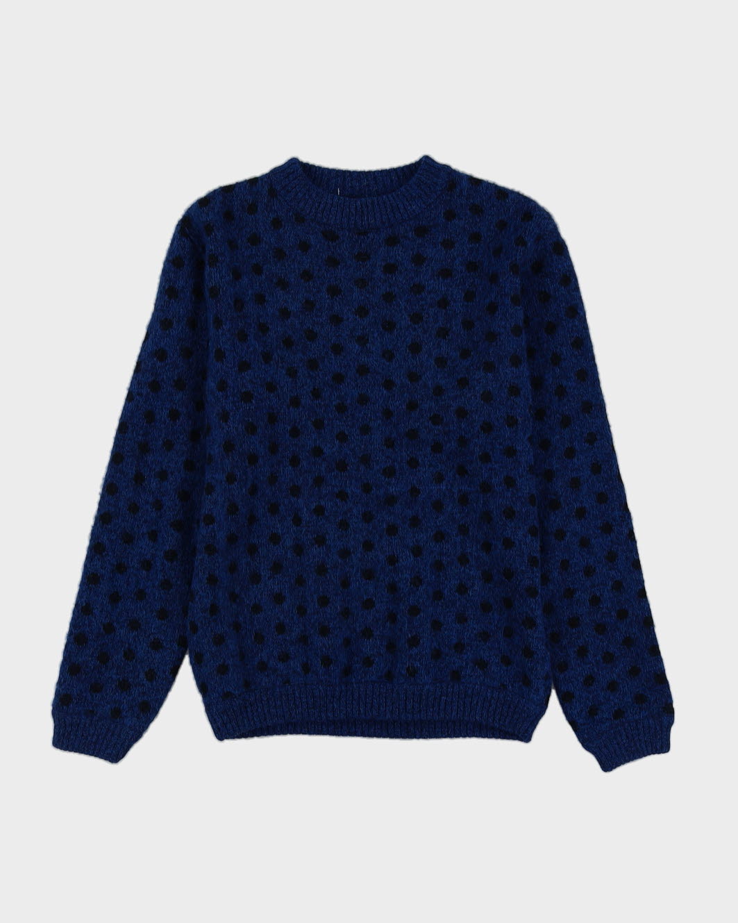 Blue With Black Dots Knitted Jumper - M