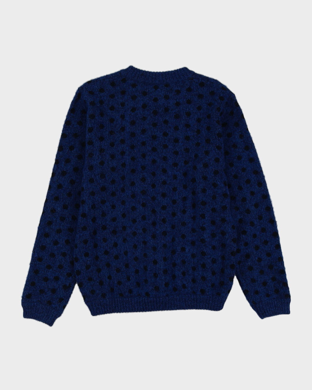 Blue With Black Dots Knitted Jumper - M