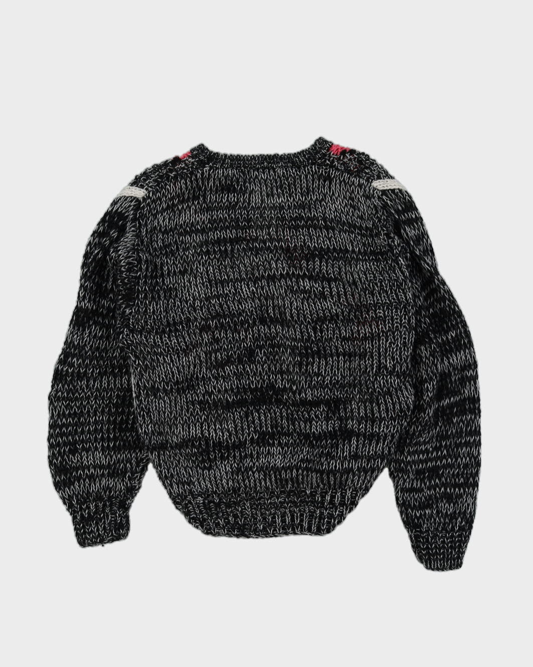 00s Black And White Knitted Jumper - M