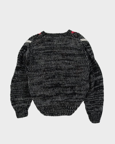 00s Black And White Knitted Jumper - M