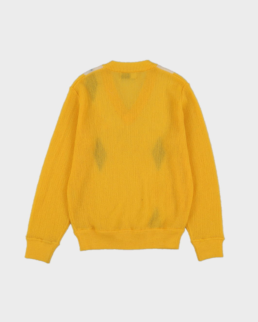 00s Yellow V-Neck Knitted Jumper - S