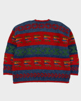 World Folk Art Red Knitted Cardigan - L