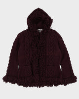 World Folk Art Burgundy Knitted Cardigan - L