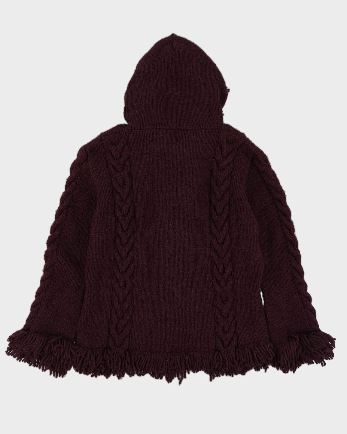 World Folk Art Burgundy Knitted Cardigan - L
