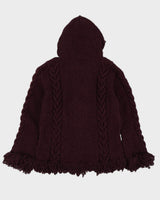 World Folk Art Burgundy Knitted Cardigan - L