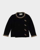 Black With Gold Beads Knitted Cardigan - S