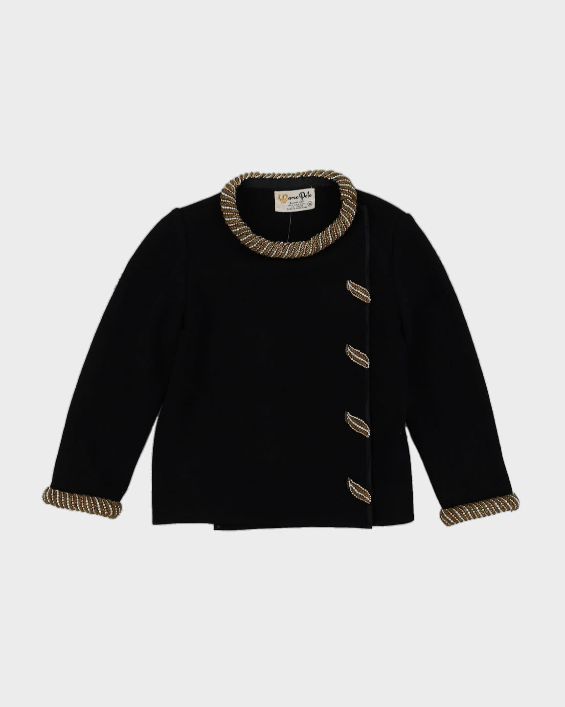 Black With Gold Beads Knitted Cardigan - S