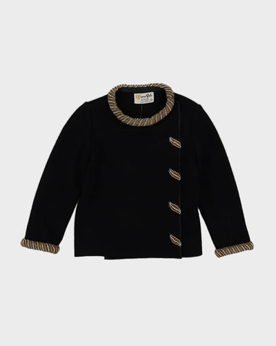 Black With Gold Beads Knitted Cardigan - S