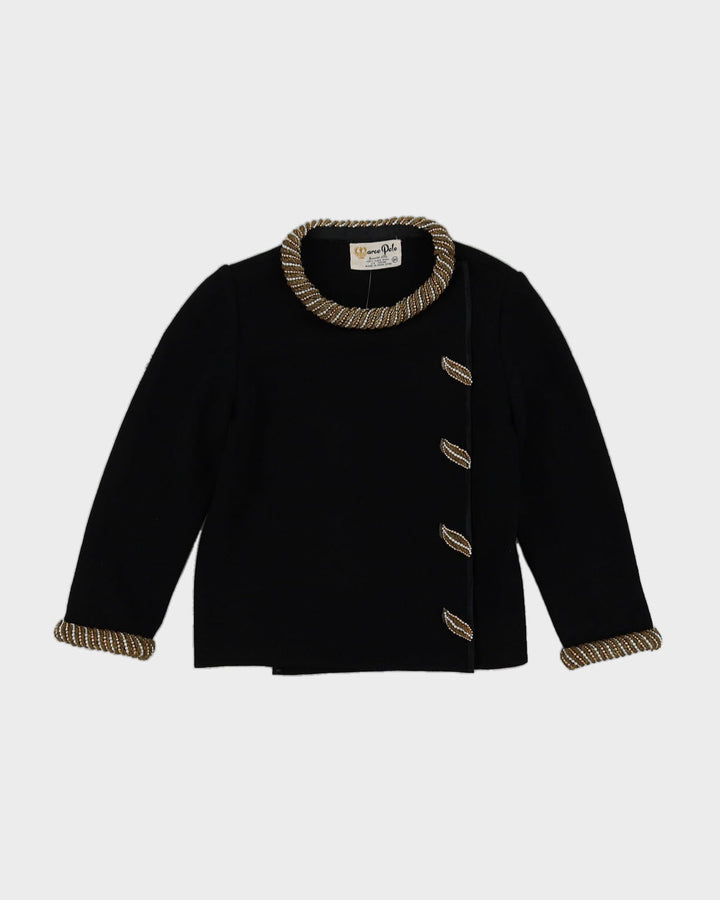 Black With Gold Beads Knitted Cardigan - S