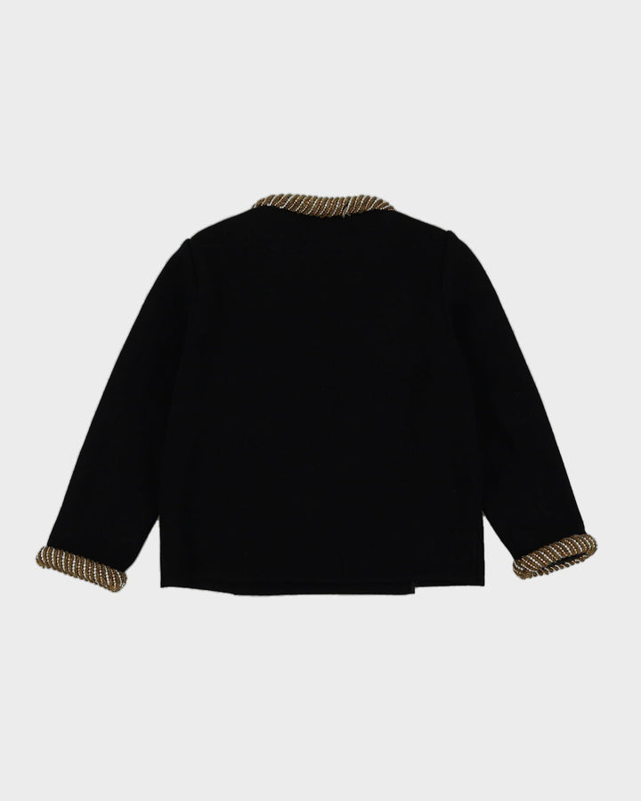 Black With Gold Beads Knitted Cardigan - S