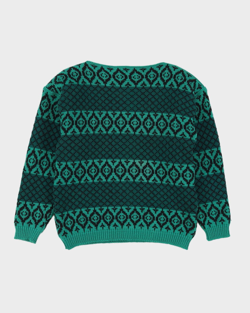 Vintage 1970s Norvyk Green Knitted Jumper - S