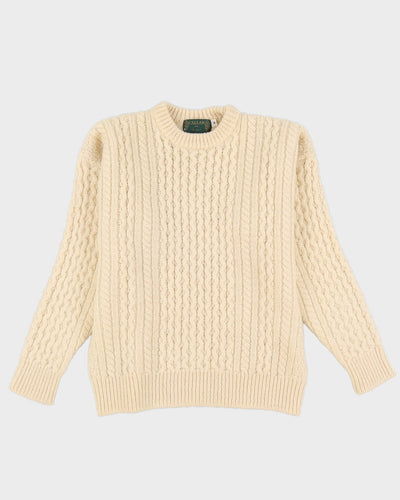 Callan Ireland Cream Wool Knitted Jumper - L