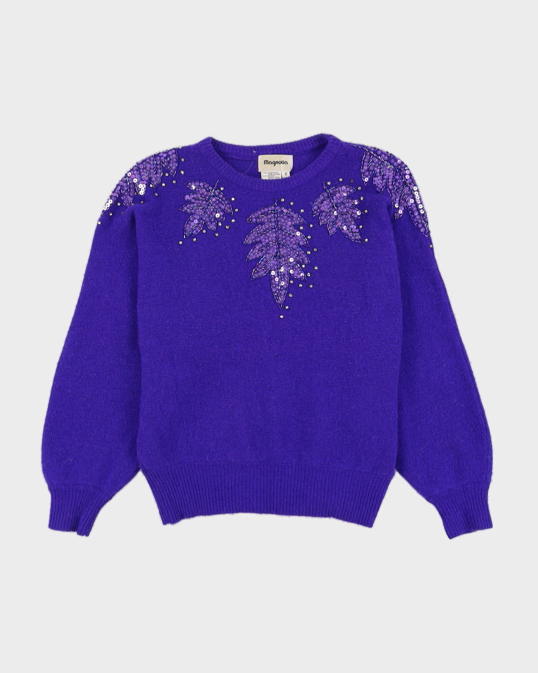 00s Purple Sequin Detailed Knitted Jumper - M