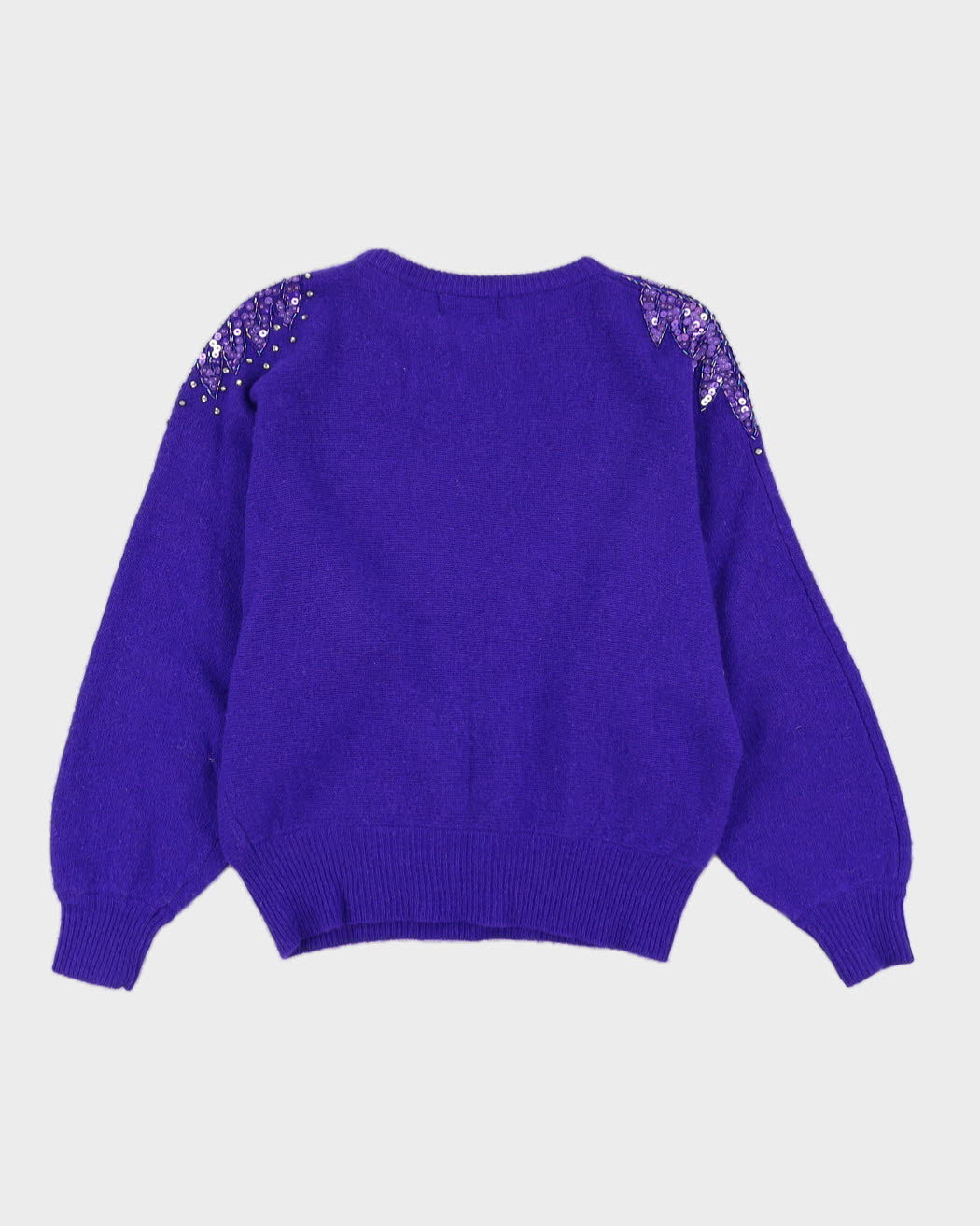 00s Purple Sequin Detailed Knitted Jumper - M