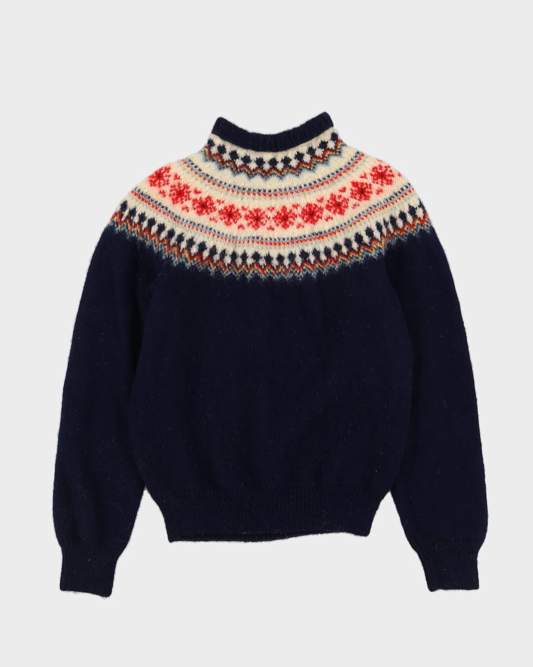 Norwegian Hand-Knitted Patterned Jumper - S