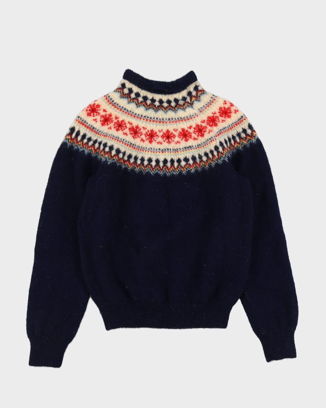 Norwegian Hand-Knitted Patterned Jumper - S