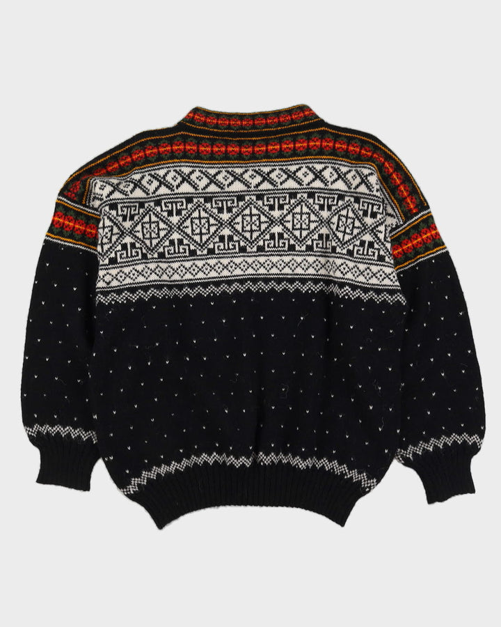 Scandi Style Patterned Hand-Knitted Jumper - L