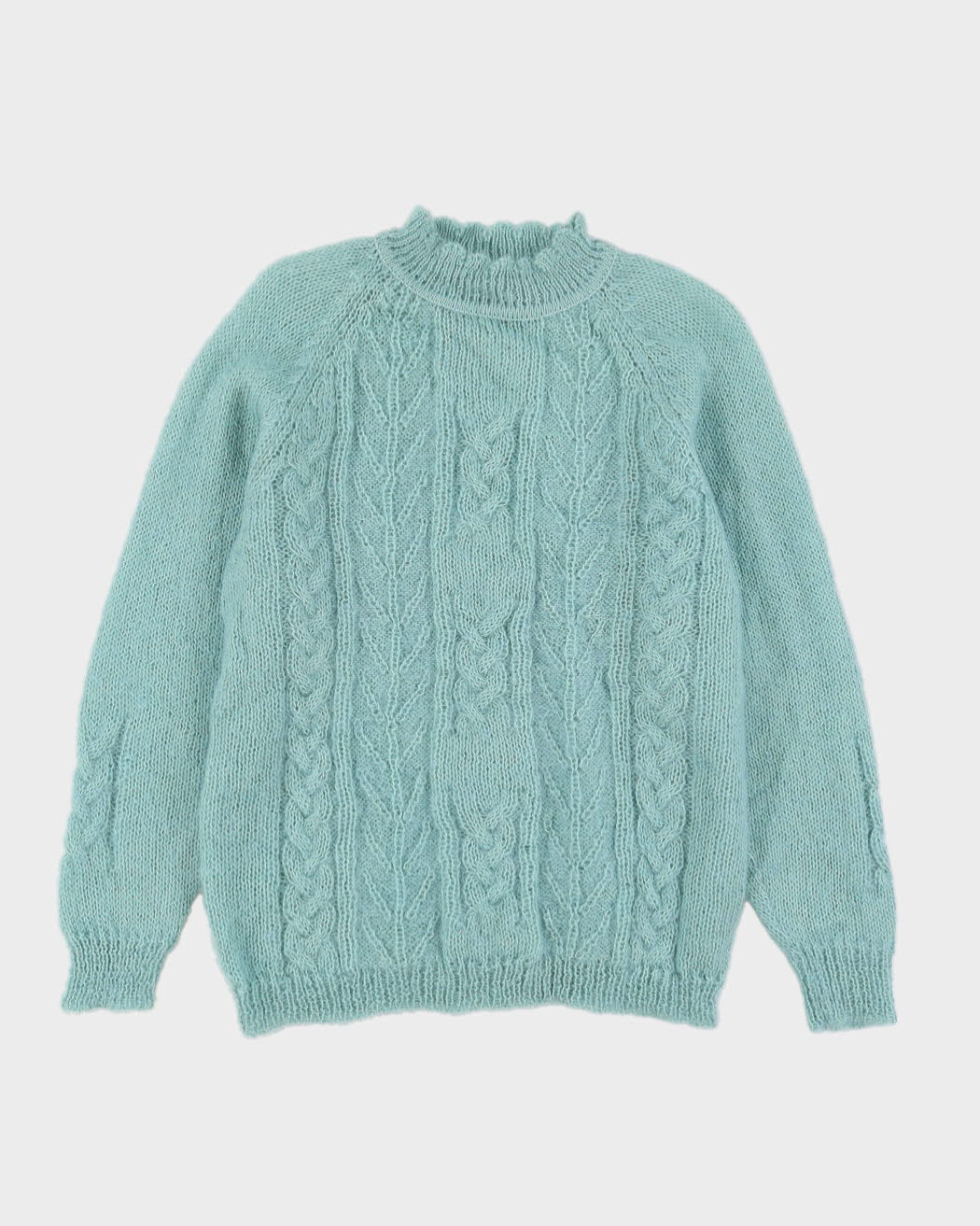 Blue Mohair Blend Knitted Jumper - M