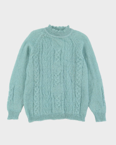 Blue Mohair Blend Knitted Jumper - M