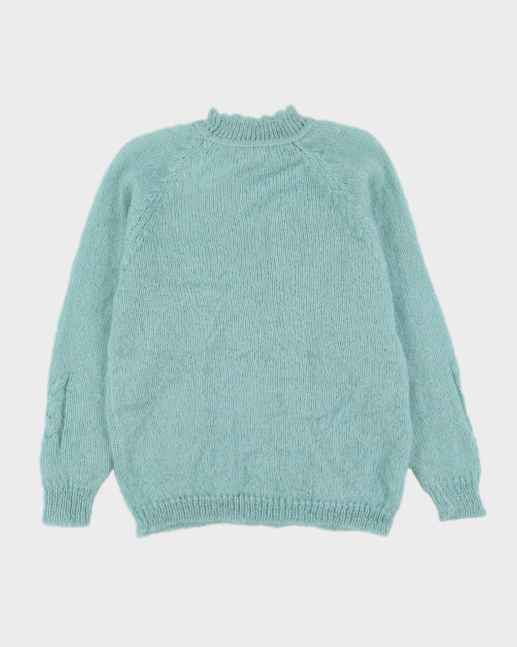 Blue Mohair Blend Knitted Jumper - M