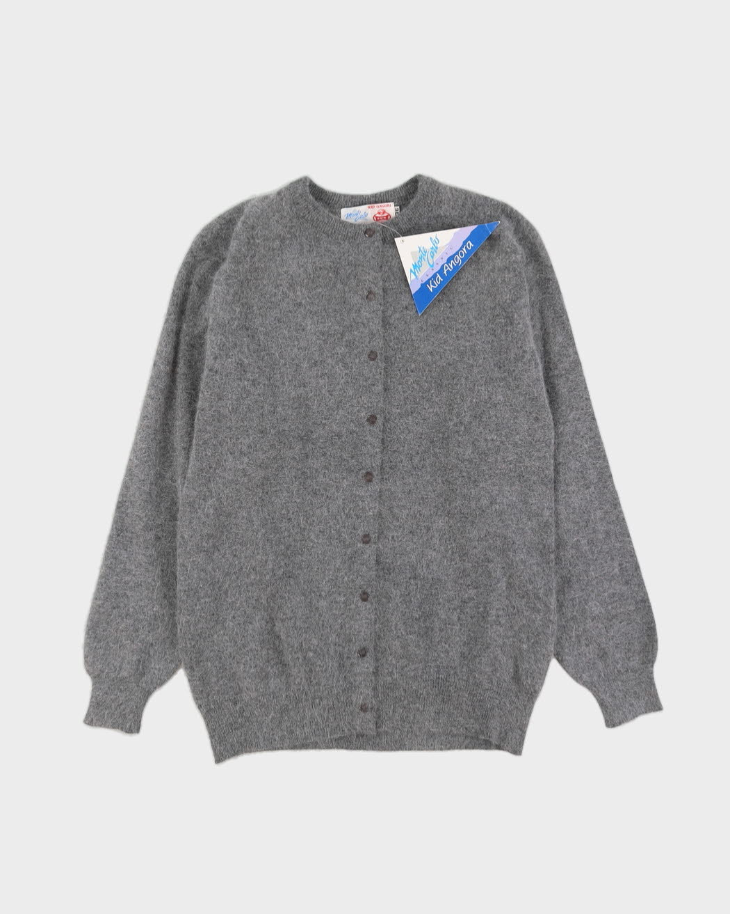 Grey Angora Knitted Cardigan - S