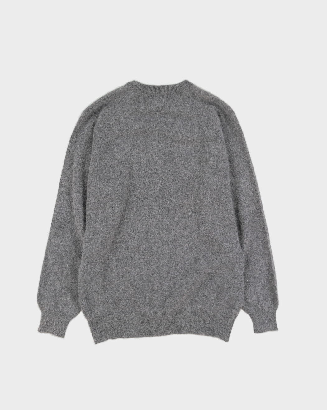 Grey Angora Knitted Cardigan - S