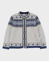 Scandi-Style Blue Patterned Knitted Cardigan - M