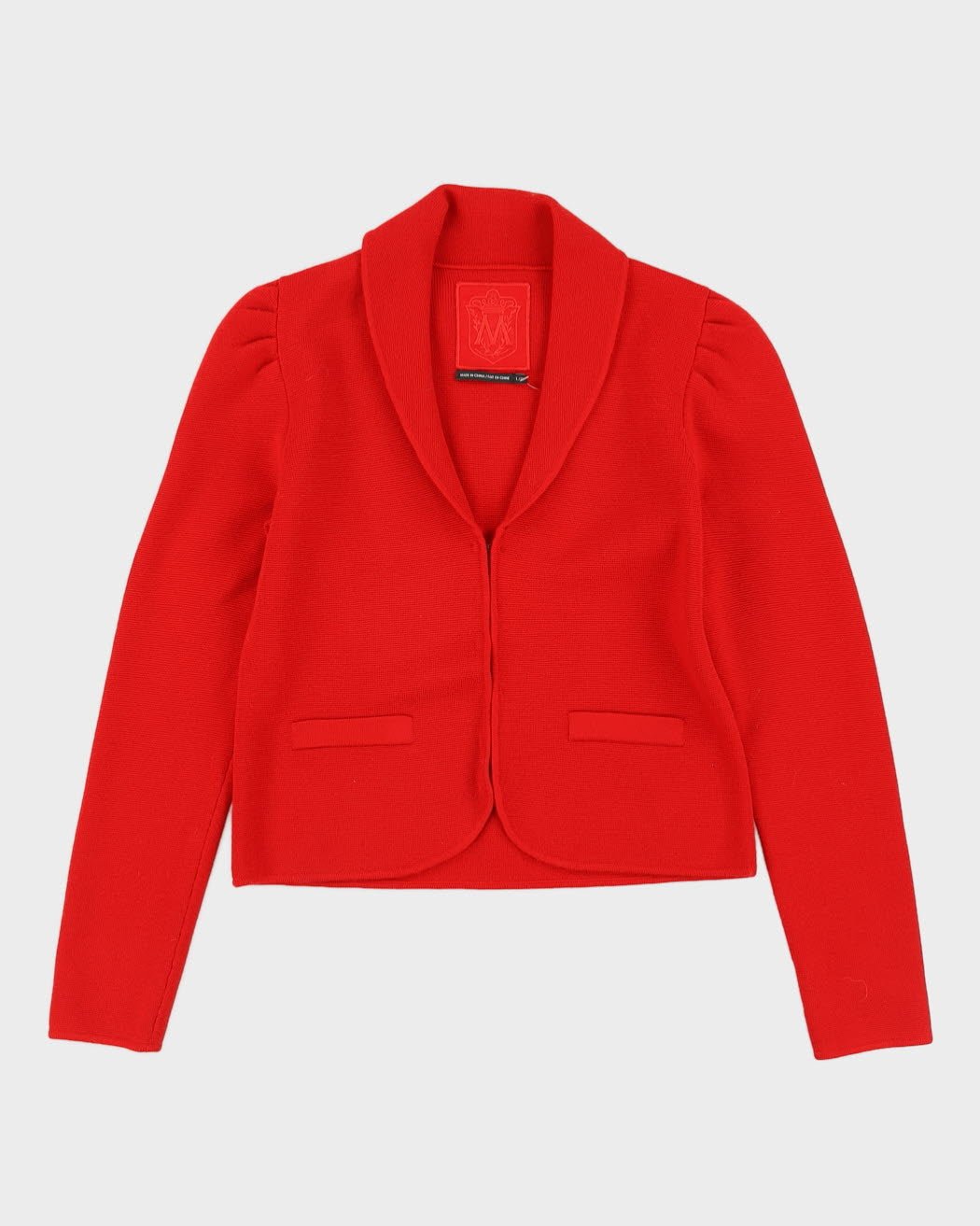 Red Collared Knitted Cardigan - S
