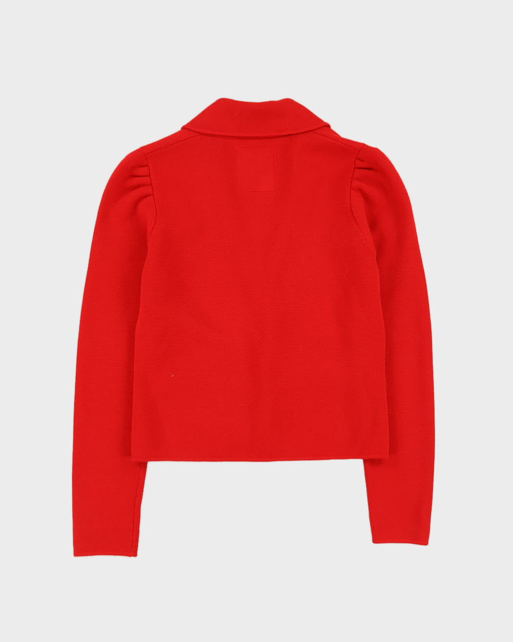 Red Collared Knitted Cardigan - S