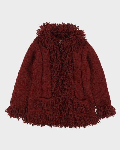 Burgundy Chunky Knitted Cardigan - S