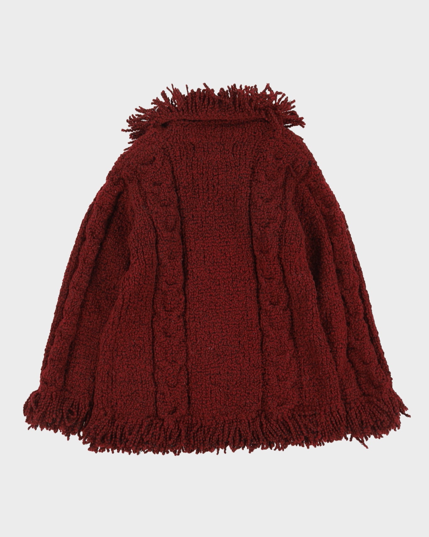 Burgundy Chunky Knitted Cardigan - S