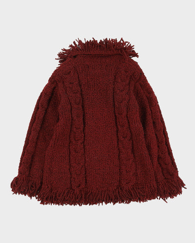 Burgundy Chunky Knitted Cardigan - S