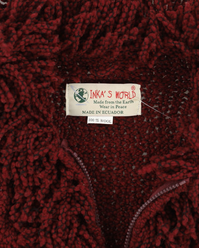 Burgundy Chunky Knitted Cardigan - S