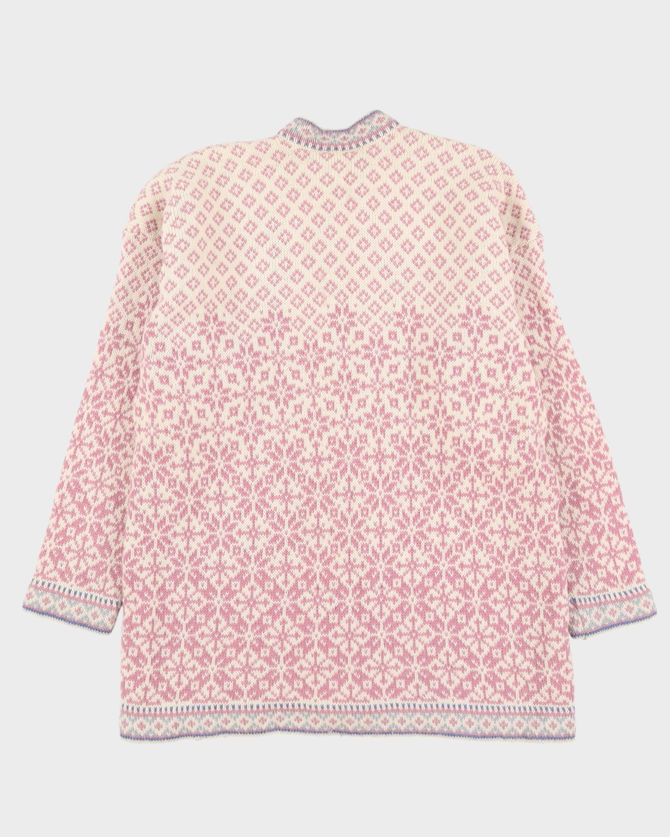 Norwegian Pink Patterned Knitted Cardigan - L